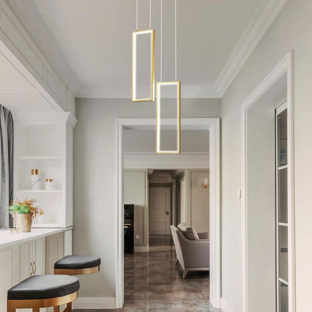 Home Lighting 18Watt 2-Light 2C-Gold Pendant Lighting LED Rectangle Chandelier for Kitchen price history on PriceWatchPro