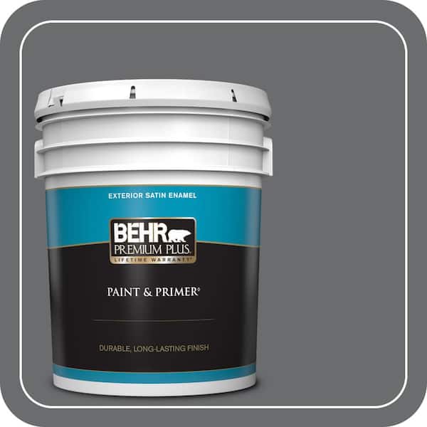 BEHR PREMIUM PLUS 5 gal. #770F-5 Dark Ash Satin Enamel Exterior Paint & Primer