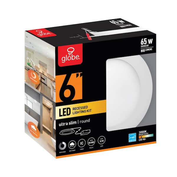 Globe Electric Designer Ultra Slim 6 in. White Integrated LED Recessed Kit  91219 - The Home Depot