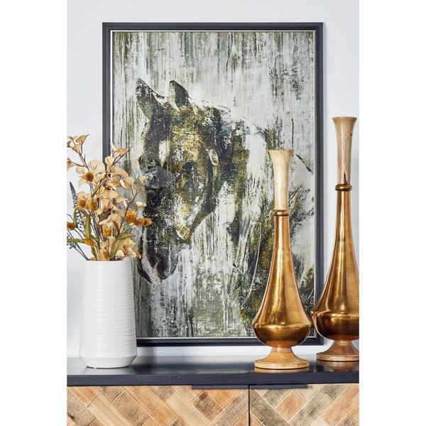 Litton Lane 37 in. x 25 in. "Horse" Hand Painted Framed Canvas Wall Art