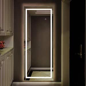 16 in. W x 63 in. H Rectangular Frameless LED Lighted Wall-mounted Bathroom Vanity Mirror in Silver