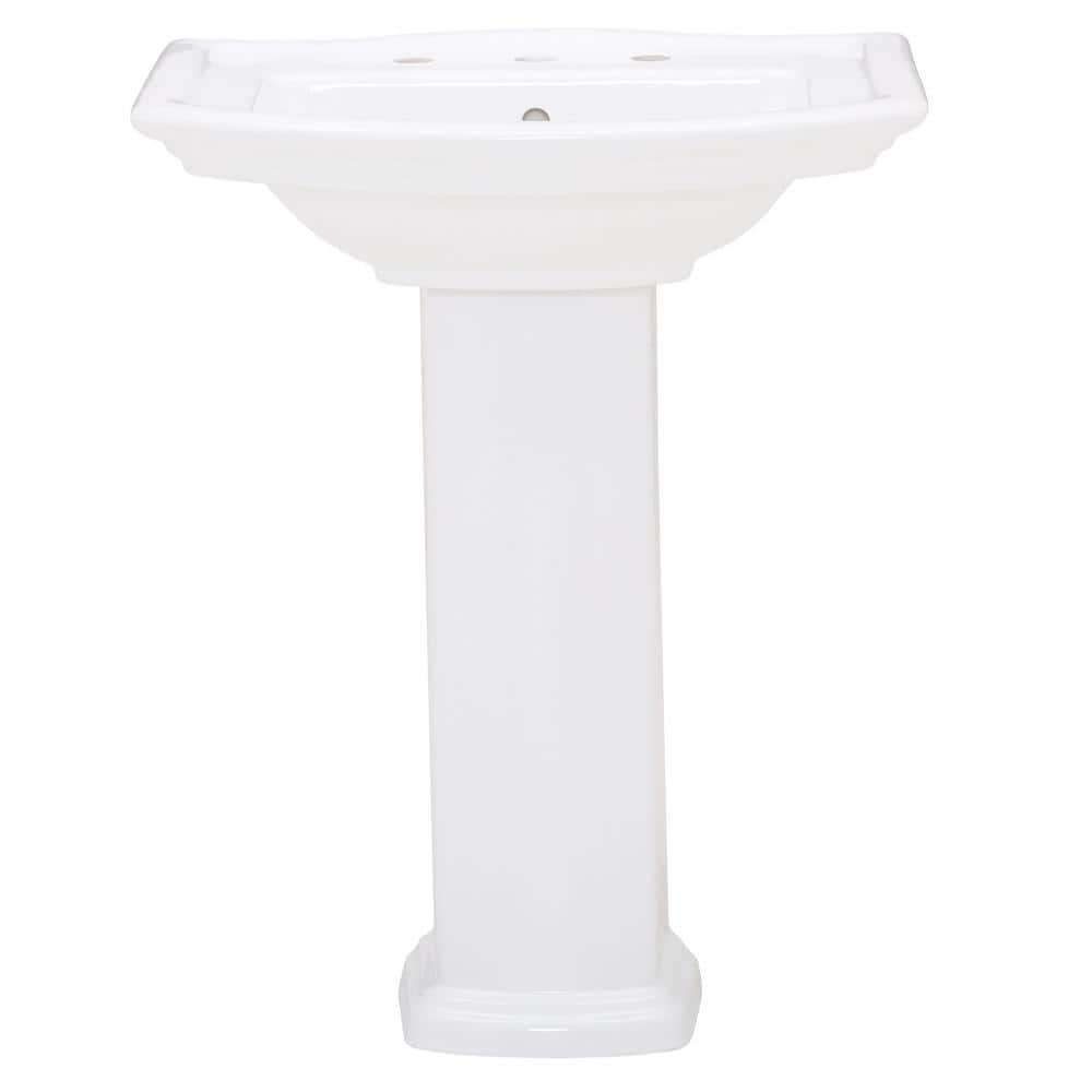 Washington White Ceramic Rectangular Pedestal Sink