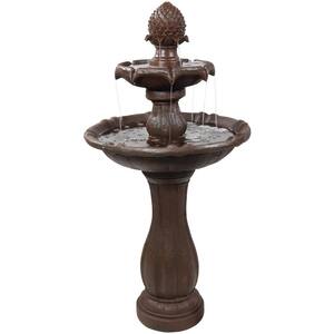 2-Tier Rust Pineapple Solar Tiered Fountain with Battery Backup