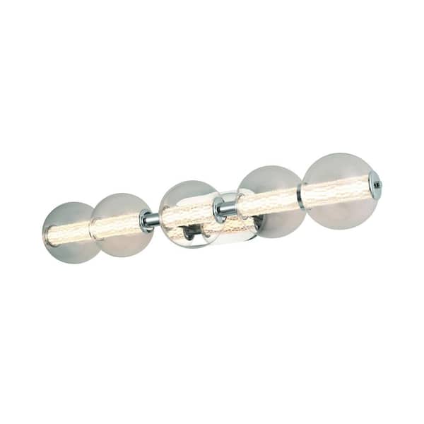 Eurofase Atomo 9 in. 1-Light Chrome LED Vanity Light Bar with Smoke Glass Shade