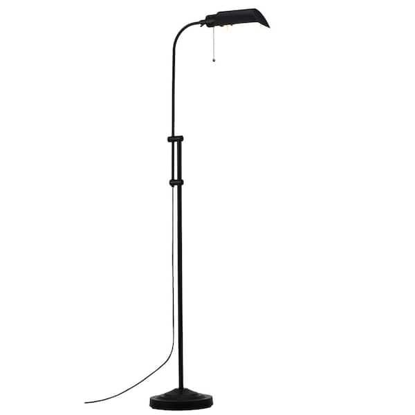Merra 63 in. Black Industrial Standing Floor Lamp with Adjustable Height