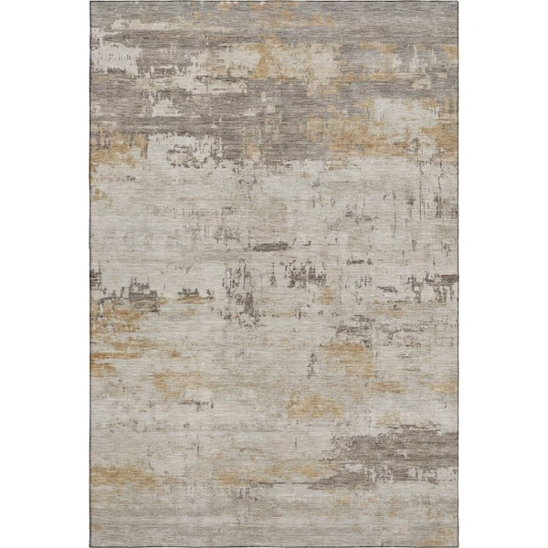 Mayfield Premium Machine Washable Abstract AMF2145 Putty 10 ft. x 14 ft. Area Rug