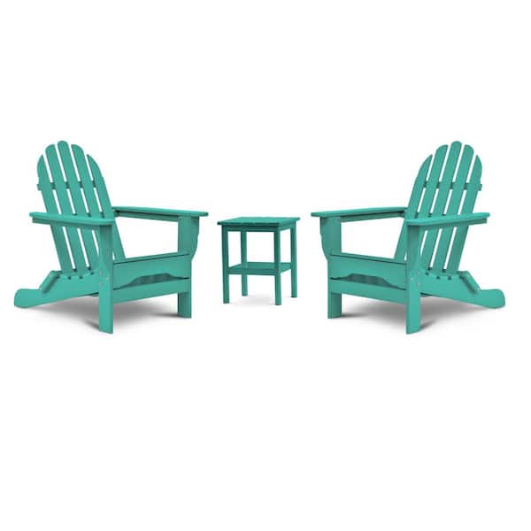 DUROGREEN Icon Aruba Recycled Plastic Adirondack Chair with Side Table (2-Pack)