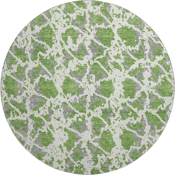 Addison Rugs Mayfield Premium Machine Washable Abstract AMF969 Green 8 ft. x 8 ft. Round Rug