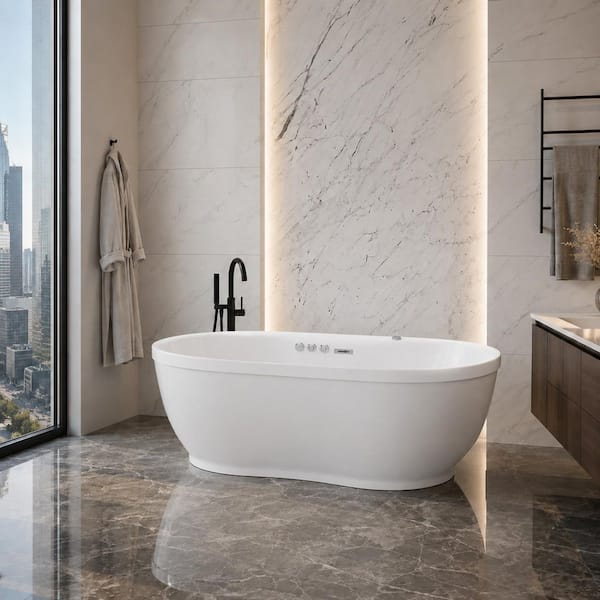 ANZZI 71 in. L x 36 in. W Whirlpool Bathtub with Center Drain in