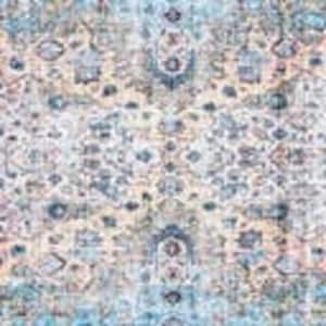 Mangata Mary Blue 2 ft. 7 in. x 13 ft. Runner Machine Washable Area Rug