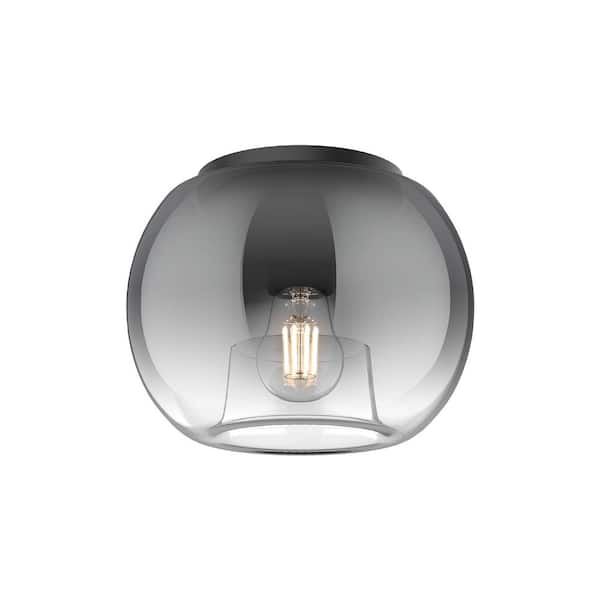 KUZCO Samar 8 in. 1 Light 60-Watt Black/Smoked Flush Mount