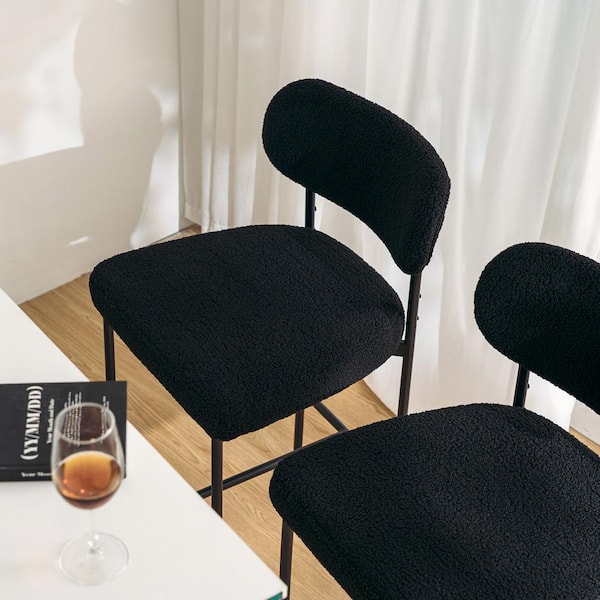 Hommpa 26 in. H Black Kitchen Bar Stools Counter Height Bar Stools with ...