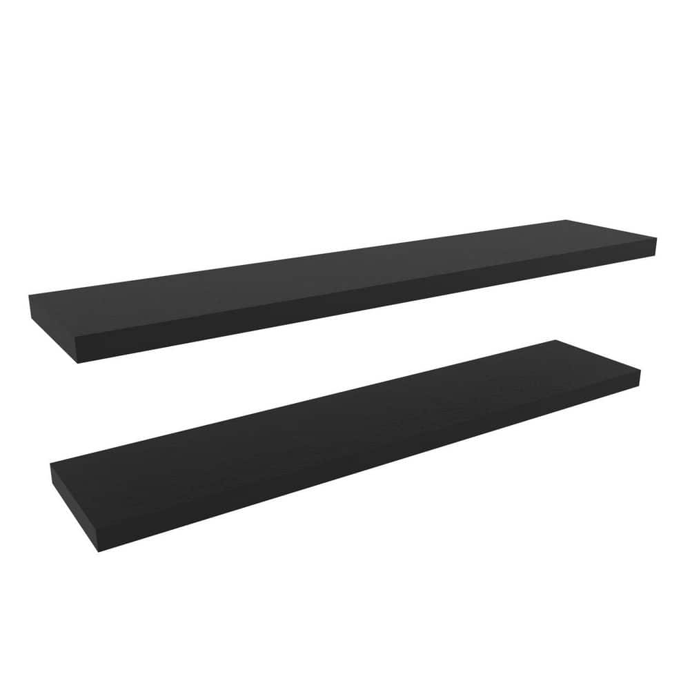 47 in. W x 10 in. D Black Decorative Wall Shelf Set of 2, Wall Decor for Be