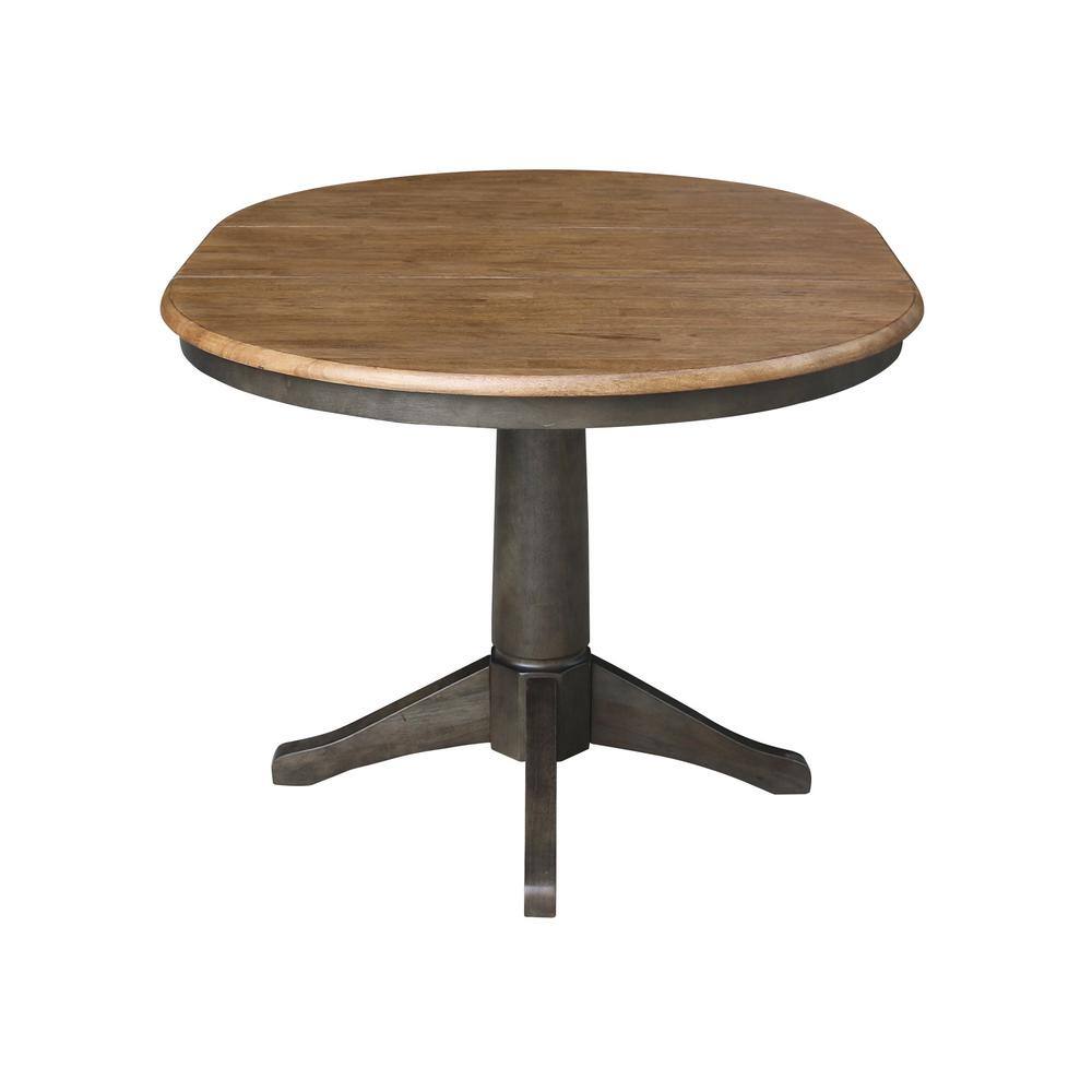 Hickory Top Extendable Round Dining Table in Washed Coal