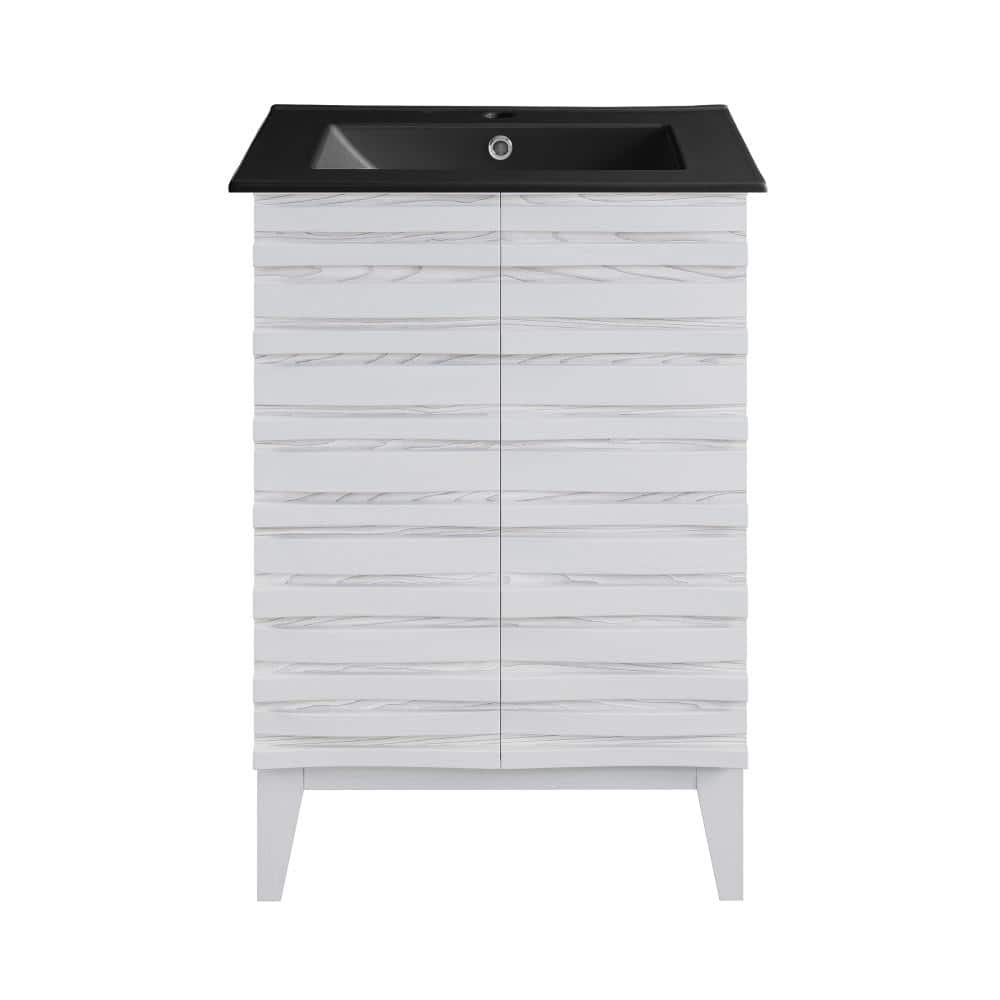 Cascade 24 in. White Oak Bathroom Vanity in Black with Ceramic Sink Top price history on PriceWatchPro