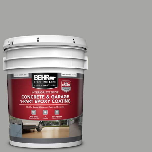 BEHR PREMIUM 5 gal. #PPU24-18 Great Graphite Self-Priming 1-Part Epoxy Satin Interior/Exterior Concrete and Garage Floor Paint