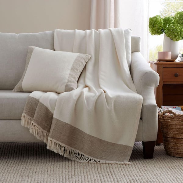Company Cotton Salma Collection Ivory/Beige Throw Blanket
