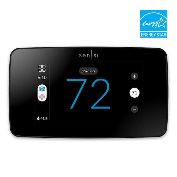 Emerson - Sensi Touch 2 Wi-Fi 7-Day Programmable Thermostat, Touchscreen Color Display, Data Privacy, C-Wire Required-Black
