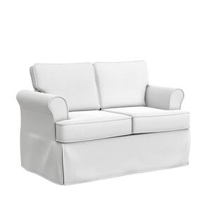 Faywood 53.75 in. Rolled Arm Polyester Modern Rectangle Removable Cushions Loveseat White
