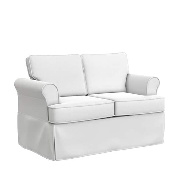 Hillsdale Furniture Faywood 53.75 in. Rolled Arm Polyester Modern Rectangle Removable Cushions Loveseat White
