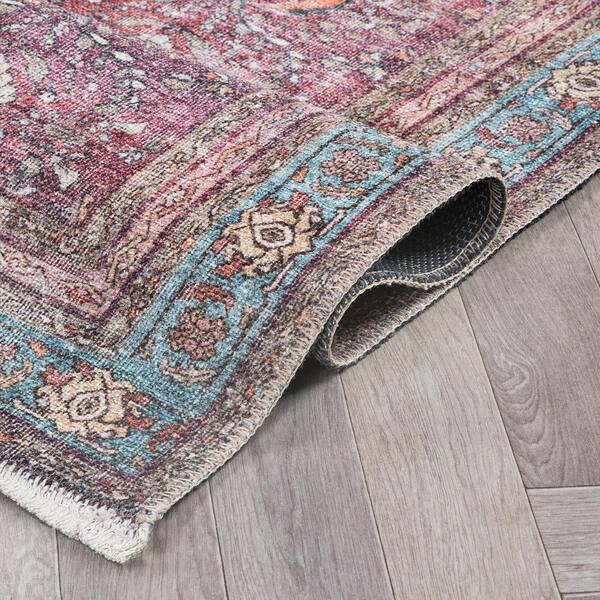 World Rug Gallery Distressed Vintage Bordered Machine Washable