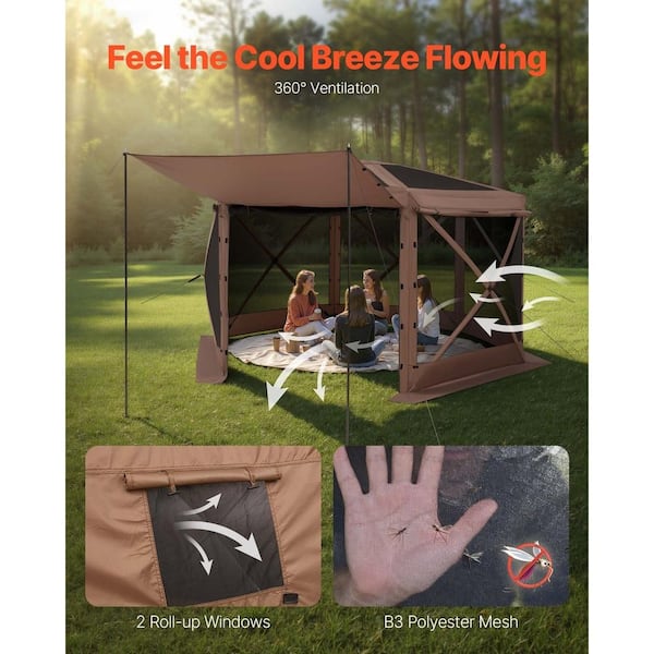 SKONYON 6-Sided Pop-Up Screen House Tent with Removable Top and