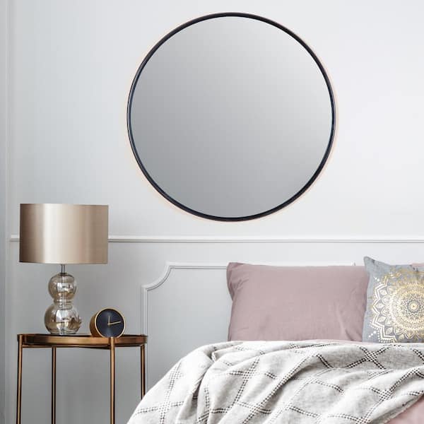 Habitat 30 in. x 30 in. Modern Round Framed Adelina Black Circular Accent  Mirror MR3719W - The Home Depot