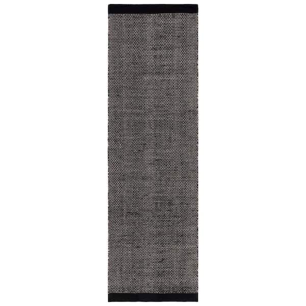Vermont 2 ft. x 5 ft. Black Marle Solid Runner Rug