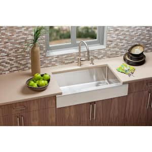 Crosstown 36 in. Farmhouse/Apron-Front Single Bowl 18-Gauge Polished Satin Stainless Steel Kitchen Sink Only