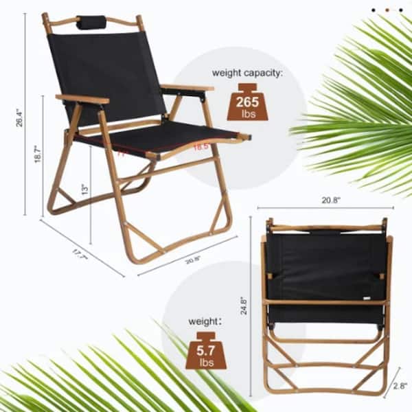 cenadinz Aluminum Alloy Folding Chair Outdoor Wood Grain Camping Chair  Portable Leisure Fishing Stool, Support 265 lbs. (2-Piece) H-D0102H74786 -  The Home Depot
