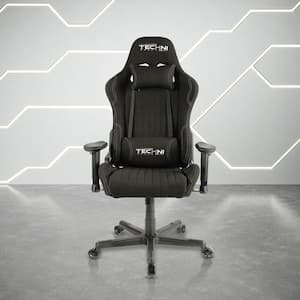 Black Fabric Ergonomic High Back Racer Style Video Gaming Chair