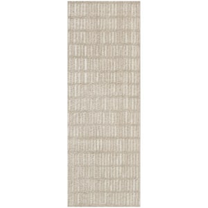 Cozy Modern Grey Ivory 2 ft. x 6 ft. Linear Contemporary Runner Area Rug