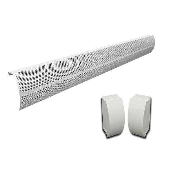Elliptus Series 5 ft. Galvanized Steel Easy Slip-On Baseboard Heater Cover, Left and Right Endcaps [1] Cover,[2] Endcaps