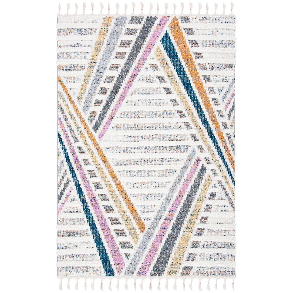 Moroccan Fringe Shag 9 ft. x 12 ft. Ivory/Gray Striped High-Low Area Rug price history on PriceWatchPro