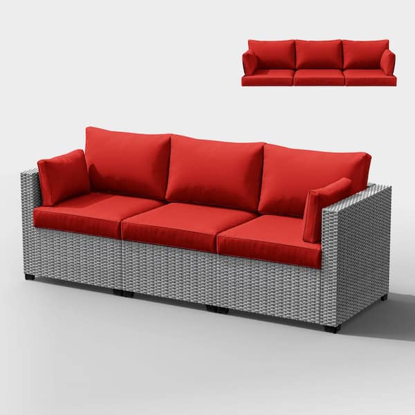 Kimunuk 25.6 in. x 23.6 in. x 4 in. (8-Piece) Deep Seating Outdoor Lounge Chair Sofa Cushion with Lumber Pillow Cushion Red