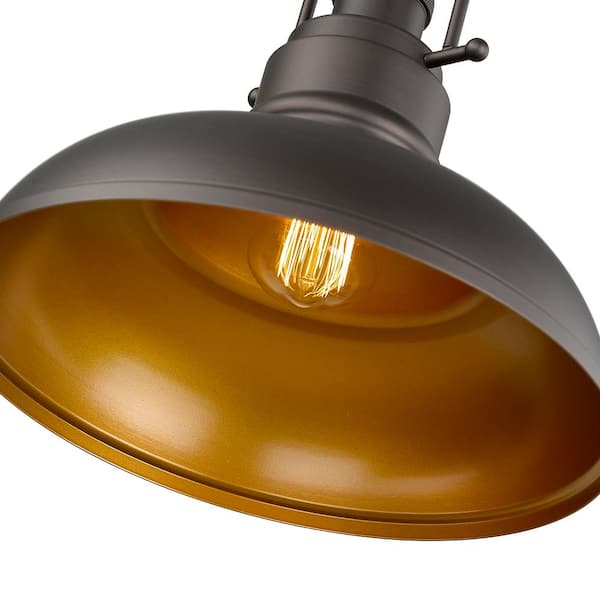 1 Light Oil Rubbed Bronze Large Shaded Pendant Light with Metal Shade No Bulbs Included