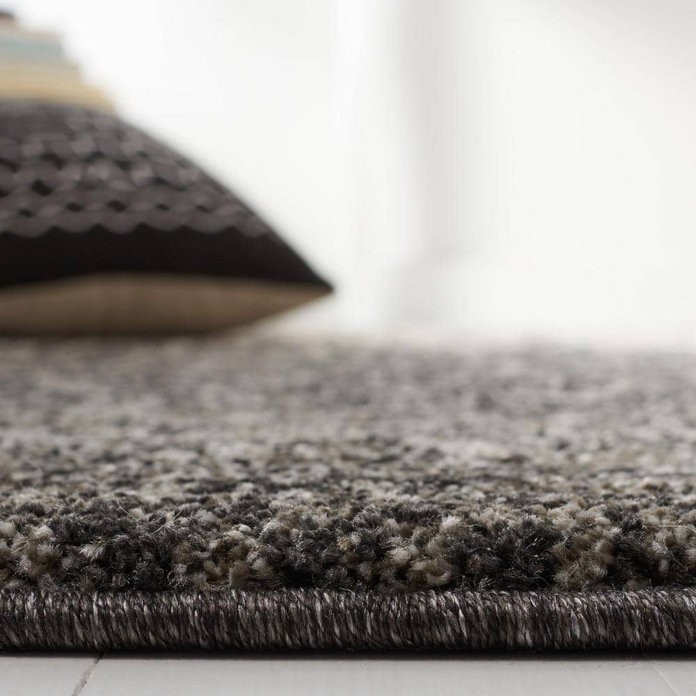 Mid-Century Abstract Black and Light Grey Shag Rug 6' x 9'