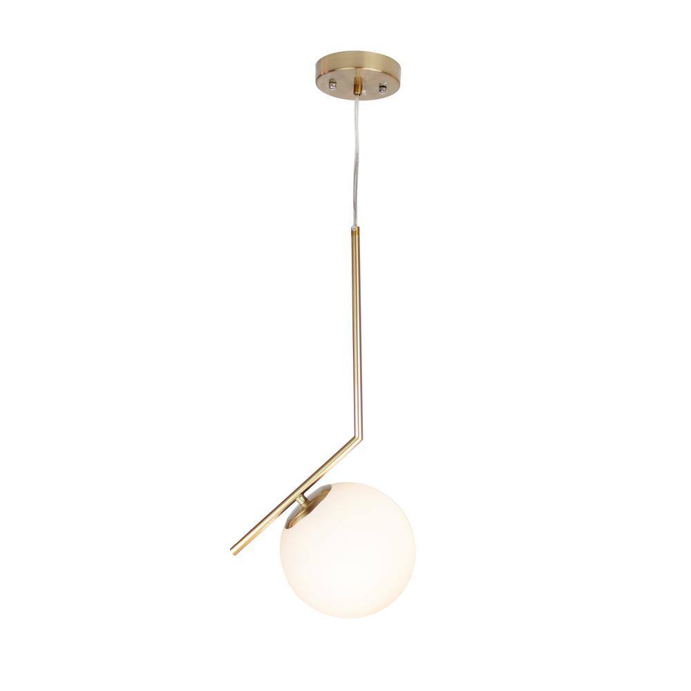 Mid Century 1-Light Satin Brass Pendant