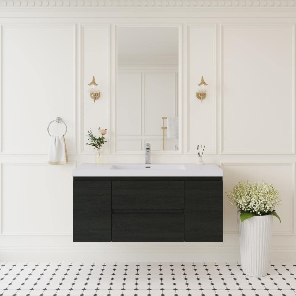48 in. W Single Sink Floating Bath Vanity in Espresso Wood with White Solid Surface Sink Top price history on PriceWatchPro