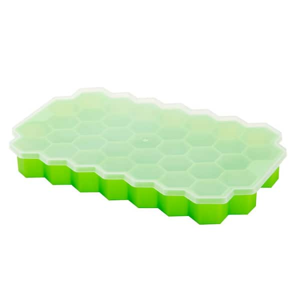 Ice Cube Mould With Lid 12 Cubes Assorted Colours - FabFinds