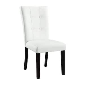 Black and White Faux Leather Button Tufted Back Dining Chairs (Set of 2)