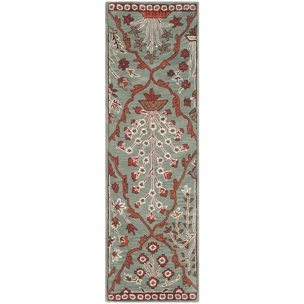Wyndham Blue/Rust 2 ft. x 7 ft. Border Runner Rug