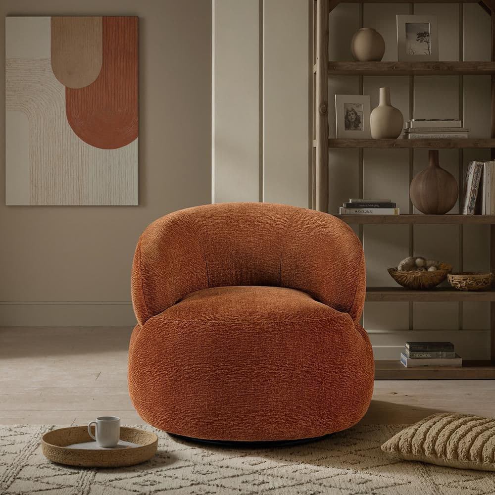 Lazzara Finnegan Rusty Orange Chenille Swivel Chair 1241RST-1