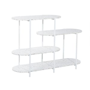 Marble White Rolling 4-Tier Wood Shelving Unit (47.3 in. W x 33.9 in. H x 14.6 in. D)