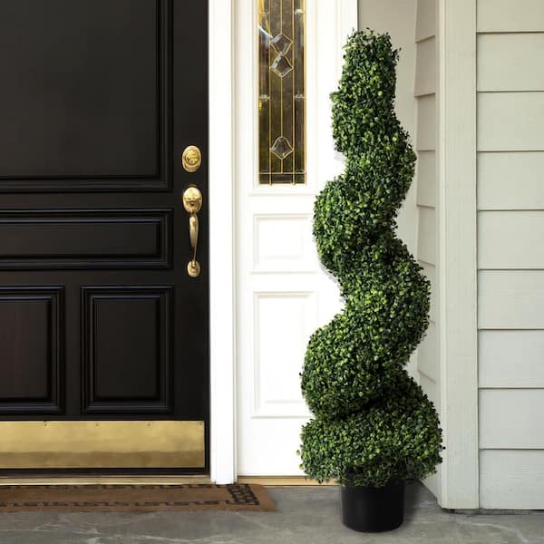 Pure Garden 4 ft. Artificial Boxwood Spiral Topiary Tree