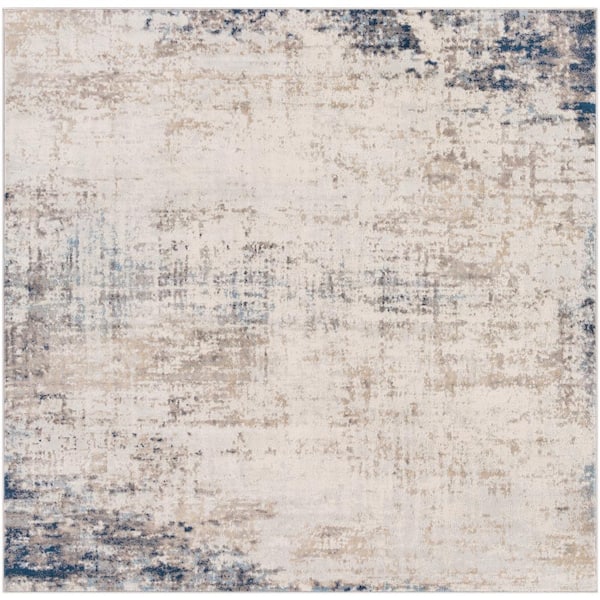 Hathor Navy 7 ft. x 7 ft. Modern Abstract Polypropylene Square Area Rug