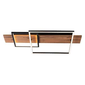 2-Light 29.5 in. Iris Integrated LED Wood Flush Mount Ceiling Light