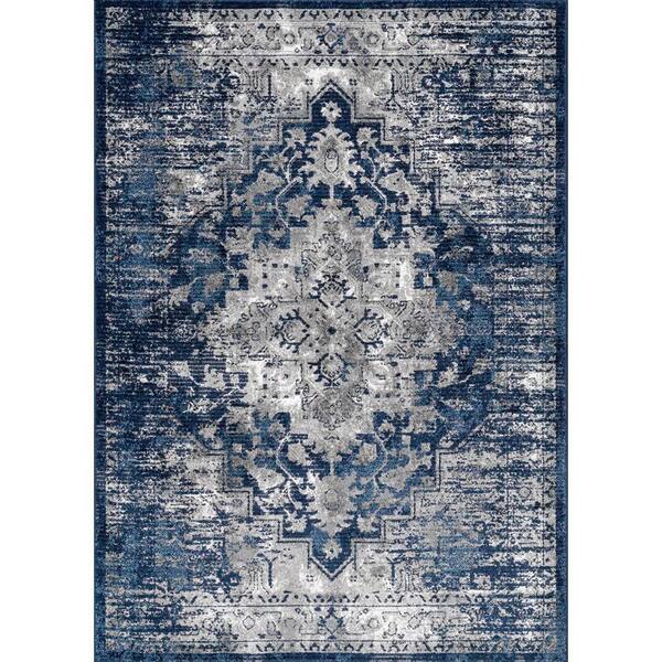 nuLOOM Emily Tribal Blue 7 ft. x 9 ft. Area Rug