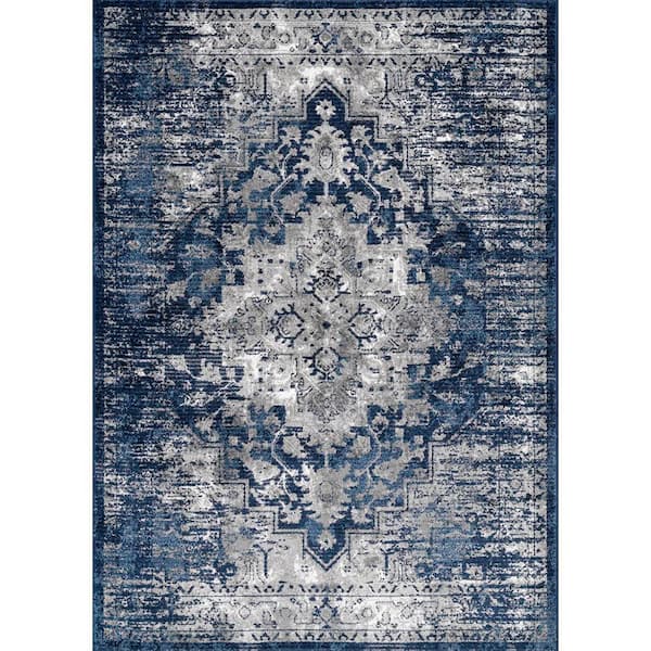 nuLOOM Emily Tribal Blue 9 ft. x 12 ft. Area Rug