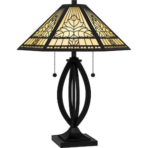 James 22.75 in. Matte Black Tiffany Table Lamp